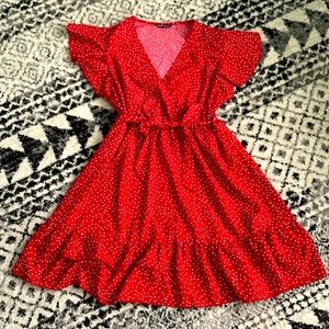 Red poles dotted dress